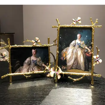A Multi-size Arany Keretek Képeket Családi Portré Klasszikus Virágos Pontozott Képkeret, Asztali Díszek, Vintage lakberendezés