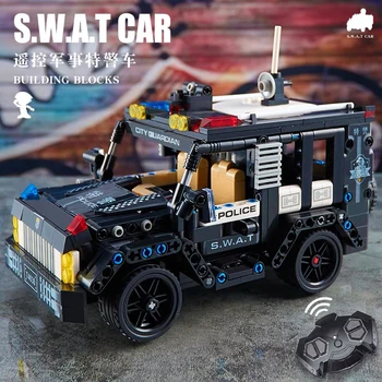 Műszaki Távirányító SWAT Sport Autó Tégla Város Tűzoltó Mentő Autó, Jármű, Épület-Blokk Szett Játék, Gyerek Ajándék MOC