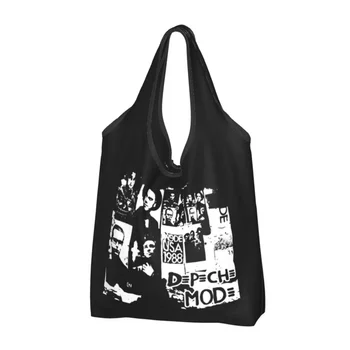 Elektronikus Rock Depeche Hűvös Mód Bevásárló Táska Újrafelhasználható Élelmiszerbolt Tote Bags Nagy Kapacitású Újrahasznosítás Táskák Mosható Táska