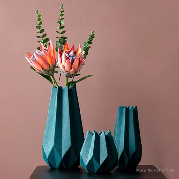 Origami kerámia váza, Skandináv stílus, lakberendezési szimuláció váza, kreatív nappali virágkötészeti vázák