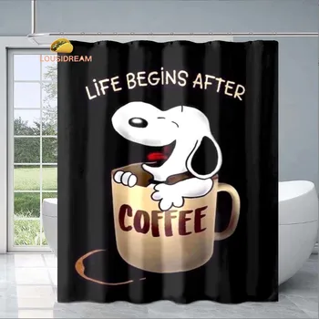 Snoopy Aranyos Rajzfilm Gyönyörű zuhanyfüggöny Divatos, Dekoratív Ajándék Felnőtt Gyermekek Fürdőszobában Vízálló Penész-bizonyíték