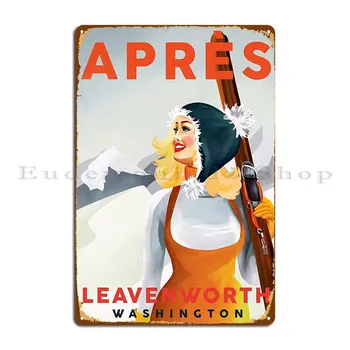 Apres Ski Leavenworth Washington Vintage Címlap Művészeti Fém Tábla Mozi Egyéni Mozi Tervezése Mozi Adóazonosító Jel Poszter