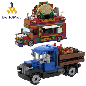 Buildmoc Street View Város Város Közlekedési Taco büfés, majd 1930-Farm Mini Teherautó Autó építőkövei Játékok Ajándék