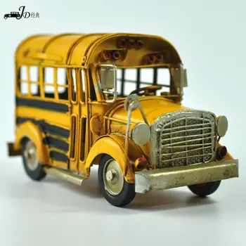 Vintage Retro Vas Busz Kézműves Dísz Dekoráció Amerikai Autó Modell Antik Lakberendezés Retro Autó Dekoráció Kiegészítők
