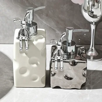Luxus kerámia latex üveg hotel tusfürdő üveg szappan adagoló buborék haza fürdőszoba dekoráció fürdőszoba Nyúl krém üveg