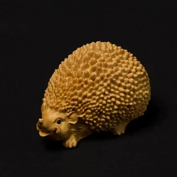 Aranyos Kis Sündisznó Fa, Állat-Szobor Népi Kézi Puszpáng Miniatűr Kézzel Készített Gyűjtemény