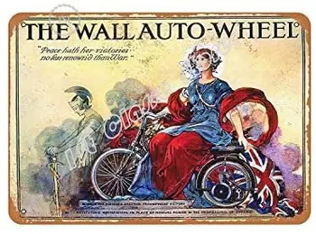 Rusztikus Fal Auto-Kerék Motorkerékpár Vintage Megjelenés Fém Tábla