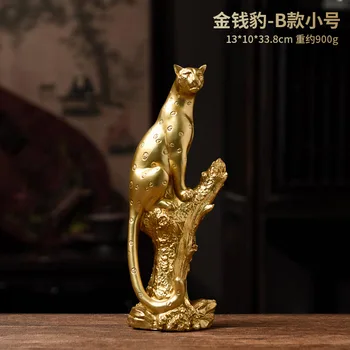 arany leopárd Szobrok Szobrok Állatok, Figurák Díszek Gyanta Kézműves Feng Shui Otthoni Irodai Dekoráció 2024 Új