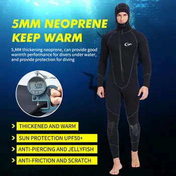 A férfi le kell védeni Kezeslábas Teljes Test Neoprén 5mm Kapucnis ruháját Víz Kajak Sport