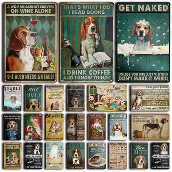 Vicces Fém Beagle Kutya Adóazonosító Jel Fürdőszoba Wc Haza Pet Shop Kávé Parasztház Nappali Hálószoba Dekoráció 12 X 8 Cm
