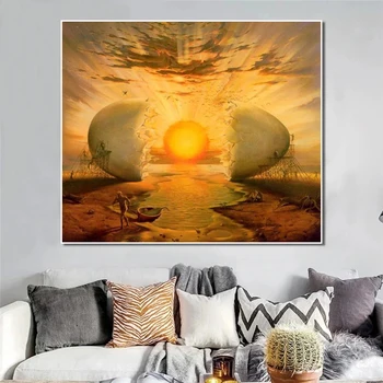 Salvador Dali L'Aurora Absztrakt Tojás Nap Sugarai Nyomtatás Művészeti Vászon Poszter Nappali Dekor Haza Fali Kép
