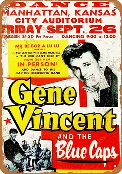 1950-Ben Gene Vincent Jel Fémlemez Dekoratív Tábla Lakberendezés