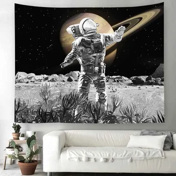 Tér Űrhajós Gobelin Hold Éjszakai Csillagos Égbolt Tájkép Gobelin Bohém Pszichedelikus Haza Nappali, Hálószoba Dekoráció