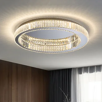 Modern Kerek Arany, Króm Kristály Mennyezeti Csillár Világítás LED Hálószoba, Nappali Beltéri világítótestek