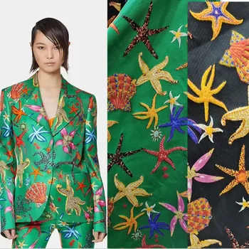 Európai márka csillag jacquard szövet őszi-téli kabát kabát high-end egyéni ruha varrás szövet