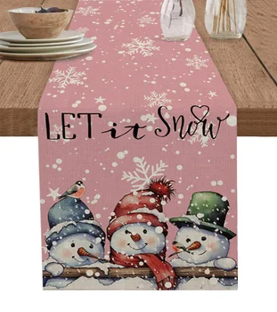 Karácsonyi Hópehely, Hóember Akvarell asztali Futó Étkező Asztal Esküvő Dekoráció, Terítő Haza Fél Decor Táblázat Szőnyeg