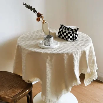 Terítő bézs csipke a kötött asztal ruhával kerek tea asztal asztalt borító