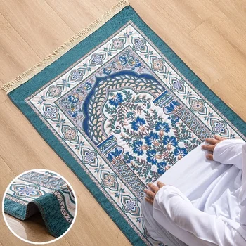 Chenille Ima Szőnyeg Szőnyeg Muszlim Qibla Ramadan Istentisztelet Térdre Szőnyeg Hordozható Úti Mecset, Imaszőnyeg Haza, Hálószoba, Nappali