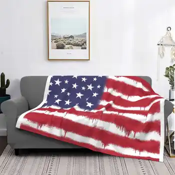 Összefirkálta Amerikai Zászlót Új Érkezés Divat Szabadidő Meleg Flanel Takaró, Spray Festék Festék Csepp Kávé Amerika Amerikai