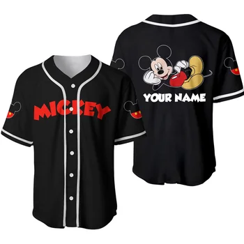 Disney Baseball Jersey Egyéni Név Férfi Mickey Baseball Jersey Divatos Disney Rövid Ujjú Hawaii Inget Pálya Tetején