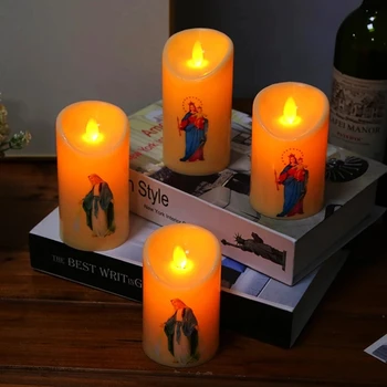 Jézus Krisztus Gyertya Fény a Kreatív Flameless Elektronikus Gyertya Lámpa Haza Hálószoba, Nappali Dekoráció Supplie
