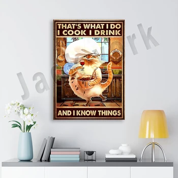 ez az, amit én csinálok én iszom tudom, poszter, macska főzés poszter, vicces macska nyomtatás, szerelem szakács, konyhai fali dekoráció