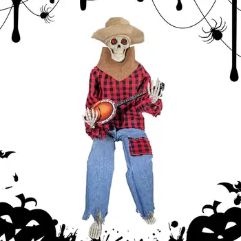 Halloween Bendzsó Csontvázak Halloween Csontváz Dekoráció Cowboy Csontváz Szobor Ijesztő Csontváz Kellék Csontváz Dísz