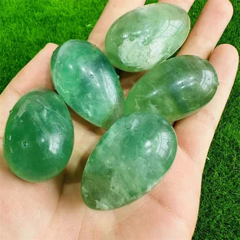 Természetes Kövek Kvarc Kristály Zöld Fluorit Tojás Csiszolt Gyógyító Kő Kézműves Reiki Decoraiton