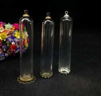 50pcs 60*12mm csengő cső alakú, üveg földgömb csipke tálca 6mm kupak injekciós üveg medál diy üveg fedelét kupola nyaklánc tartozékok