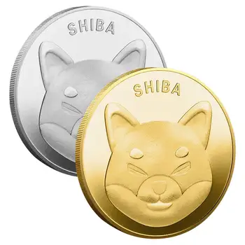 SHIB Arany/Ezüst Bevonatú Dogecoin Emlékérme Shiba Inu Megkönnyebbülés Kutya Minta Digitális Virtuális Emlék Érme Gyűjtemény Ajándékok