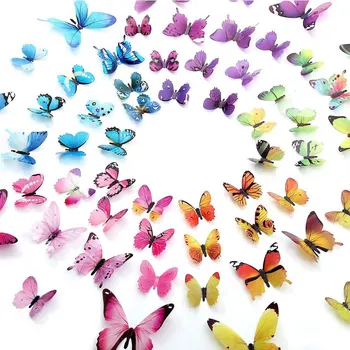 12db Pillangós Fali Matrica, Matricák, 3D-s Pillangók, Fali Dekor Cserélhető Freskó Matricák Gyerek Szoba, Hálószoba, lakberendezés