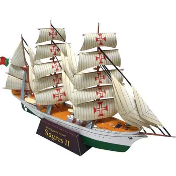 1:300 Portugália Sagres II Képzés, Vitorlás Hajó Papír Modell Vitorlás Modell