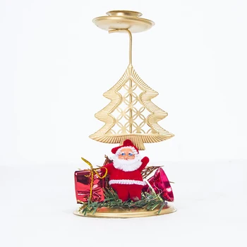 Karácsonyi Arany, Vas gyertyatartó Santa Gyertyatartó Karácsonyi Dekoráció az Otthoni 2023 Karácsonyi Asztal Díszek újévi Ajándék
