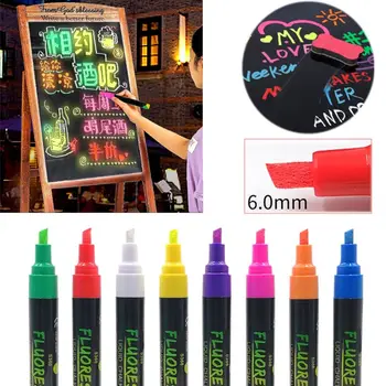 Több Színű Folyékony Kréta, Toll Törölhető Üveg Ablak Art Pen Tábla Fluoreszkáló Helyzetjelző LED Tábla Írás