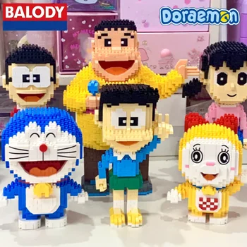 BALODY Doraemon épület-blokk, Nobita Nobi Dorami modell Minamoto Shizuka ábra gyermekek játék Karácsonyi, születésnapi ajándék