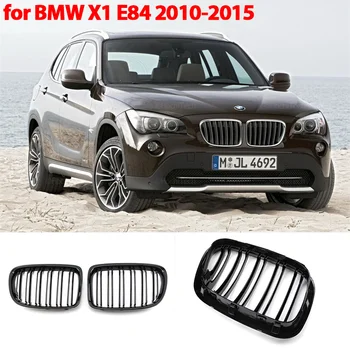 Autó Fényes Fekete Grill Elülső Vese Rács a BMW X1 E84 2010-2015 Közötti Kettős Léc Kettős Vonal Grillek, Autó Tartozékok