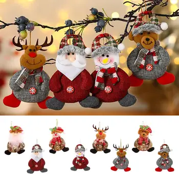 Karácsonyi Plüss Baba Medál Santa Claus, Szarvas, Medve, Kis Csengő, Boldog Karácsonyt Xmas Hátizsák Autó Lóg Dekoráció Ajándék Z4Z0