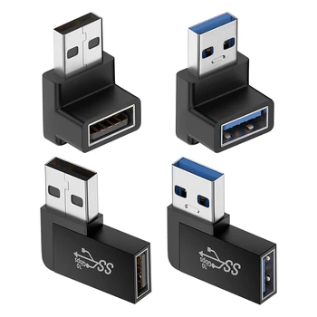 4 Csomag USB 3.0 Adapter Függőleges Fel-Le Szög, Vízszintes Bal Szög USB Férfi-Nő Bővítő Csatlakozó Tartós