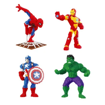 Marvel Micro Épület-Blokk, Pókember, Vasember, Hulk Super Heroes Összeszerelt Modell Amerika Kapitány Mini Tégla Számok Játékok Gyerek