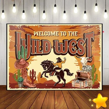 Western Cowboy Téma Háttér Fotózás Hátterekkel, Dekoráció, Egyedi Születésnapi Hátteret, Party Fotó Banner Stúdió Kamera
