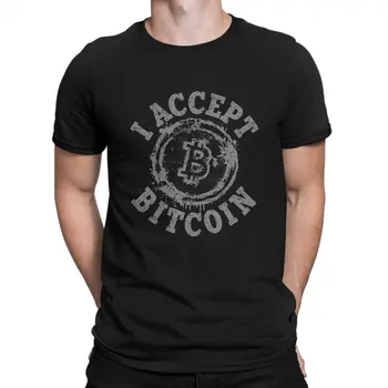 Elfogadom a Bitcoin póló Férfi 100% Pamut Vintage T-Shirt-Sleeve Fizetőeszköz Művészeti Póló, Rövid Ujjú Felsők Ajándék Ötlet