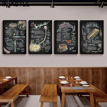 Hamburger, Pizza, Spagetti Steak Élelmiszer Wall Art Vászon Festmény Északi Poszterek, Nyomatok Falon Képek, A Konyha, Ebédlő Berendezés